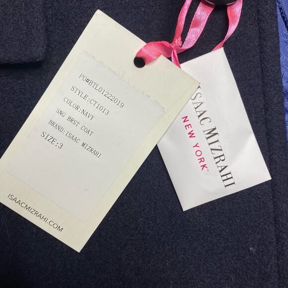 Isaac Mizrahi Single Breasted Wool Overcoat in Navy - Picture 5 of 9